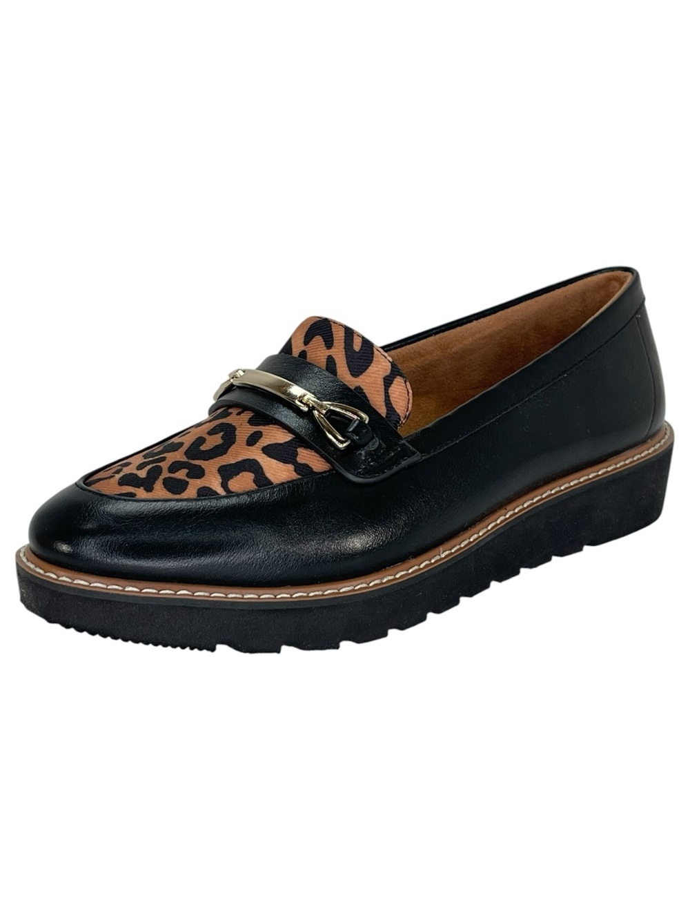 Naturalizer Elin Black Leopard Faux Leather Womens Penny Loafers Size 7M - Picture 2 of 11